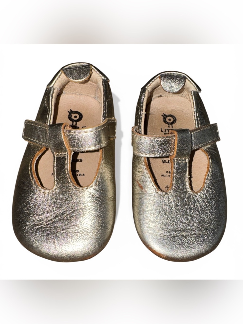 Old sole Metallic Gold Mary Jane Baby Shoes size 3